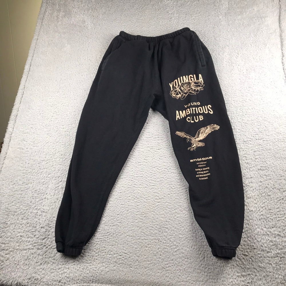 YoungLA Immortal Joggers Mens L (27x27)Black Ambitious Club Eagle Rose Sweatpant